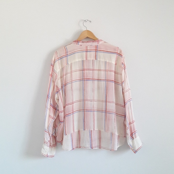 Holding Horses Pink Plaid Flannel Sheer Flowy Top - Picture 5 of 8